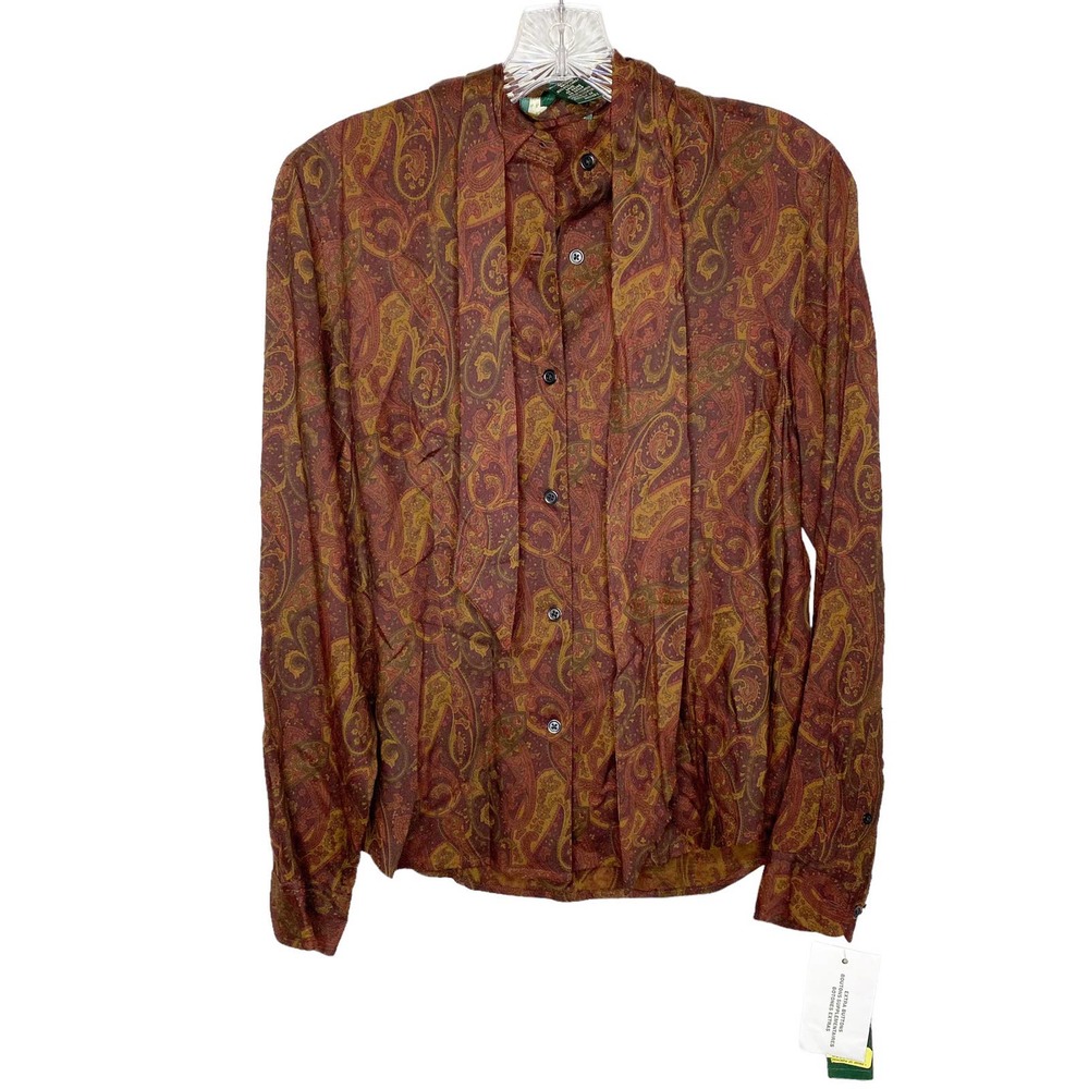 Lauren Ralph Lauren Paisley Button Down Shirt - Red and Gold